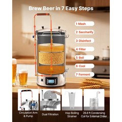 Uimoso Home Beer Brewing System with Circulating Pipe, 16-Gallon Capacity