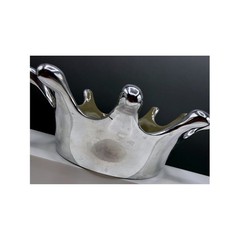 Lunares San Francisco Silver Splash Crown Bowl Silver Tone & Tan Enamel 7.5″