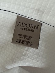 188 By Mills Adorn Cotton Blend King Size Top Sheet 110”X 120”