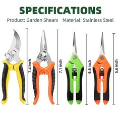Pruning Shears Garden Scissors 4 Pack Stainless Steel Hand Pruners for Plants