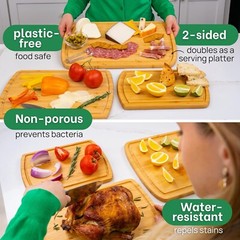 Bamboo Cutting Board Trio with Juice Grooves—Easy Clean & Eco-Conscious