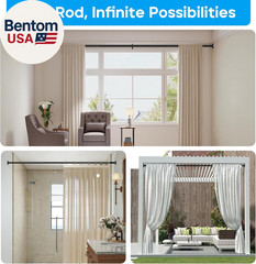 Tension Curtain Rod，40-126.5In(3.33-10.54Ft) One-Click Fast Extension Rod Easy t