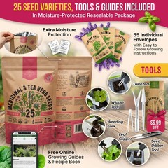 25 Medicinal & Tea Herb Seeds Variety Pack