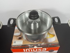 IMUSA 8in Small Aluminum Flan Double Boiler Baño Maria with Lid, 3Qt Dessert …