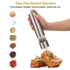 2pcs Electric Salt Pepper Grinder Mill Shakers Set Adjustable Stainless Steel