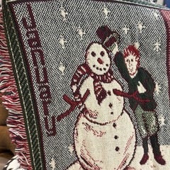 VTG 90s Tapestry Throw Blanket Welcome Home Calendar Holidays 12 Months EUC