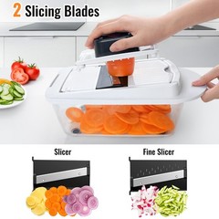 8 Blade All-in-1 Vegetable Chopper Mandoline Slicer with Container, Food Chop…