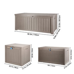 VEVOR Deck Box Indoor Outdoor Storage Box 31/100/120 Gal Resin for Cushions Toys