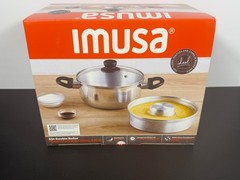 IMUSA 8in Small Aluminum Flan Double Boiler Baño Maria with Lid, 3Qt Dessert …