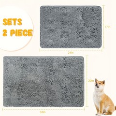 2pcs Absorbent Pet Dog Door Mat For Bedroom Bathroom Muddy Paw Non-Slip Washable