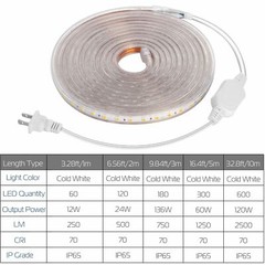 110V LED Strip Light SMD 5050 Flexible Tape Home Outdoor Lighting Rope + US Plug