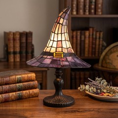 Stained Glass Witch Hat Lamp,USB Powered Gothic Wizard Hats Night Light