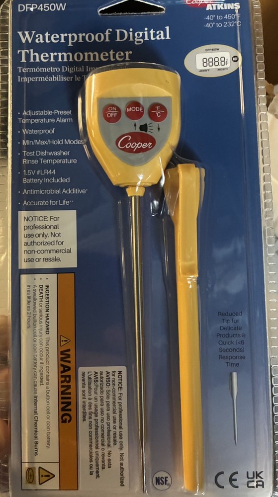 Cooper Atkins DFP450W Waterproof Digital Thermometer -40°F to 450°F