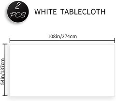 Slergut White Tablecloth, Table Cloth Rectangle 2 PCS,