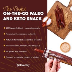 100% Grass Fed Summer Sausage Beef Sticks Free Beef Snack – High Protein…..