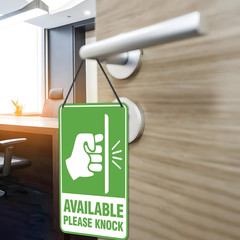 Do Not Disturb Door Hanger Sign, Available Please Knock Sign, Double-Sided PVC F