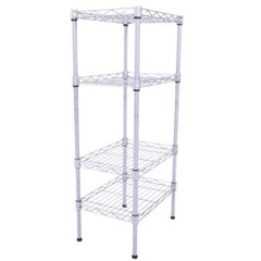 New Practical Modern Rectangle Carbon Steel Metal 4-Shelf Storage Rack Silver
