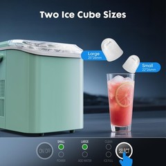 Portable Ice Maker – 9 Cubes in 6 Mins, 26.5lbs/24Hrs, Includes Scoop & Basket,