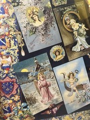 Victorian Christmas Cards in Blue Large Poster Print 27” X 19.75” Milner 1993