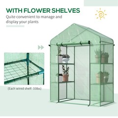 4.67 x 2.4 ft Walk-in Greenhouse Garden Hot House with 4 Shelves Roll-Up Door