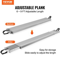 VEVOR Aluminum Work Plank Telescoping 6-9 ft 500 lb Capacity Scaffold Plank