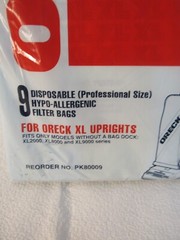 9 Pack ORECK XL Commercial Vacuum Bags / Filter Bags PK80009 XL Upright Vacuum