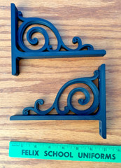 2 Black shelf Shelving Brackets 5 in X 6.5 in Decorative Durable Elegant Sturdy