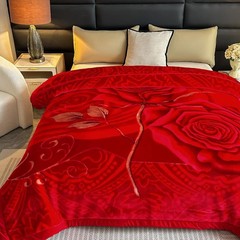 6lb/7lb Korean Mink Blanket Reversible Floral Printed Plush Bed Raschel Blanket