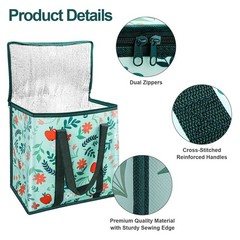 Large Insulated Cooler Bag Reusable Grocery Tote Bag Foldable for Picnics Travel