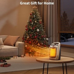 Portable Electric Space Heater with Thermostat, 1500W/750W Safe and Quiet Cerami