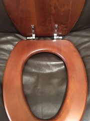 Porcher 71020-00.670 Elongated Wood Toilet Seat w/ Chrome Hinges, CALLA CHERRY