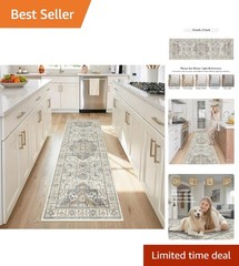 Ultra-Thin 2×6 Non-Slip Kitchen Runner Rug – Machine Washable & Waterproof