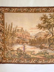 5.7ftx4.6ft Vintage Tapestry Wall Hanging French Landscape Scene JP Label Earth