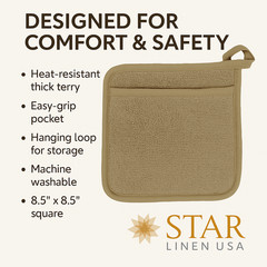 Terry Cotton Pot Holder with Pocket | Heat Resistant, Durable, Machine Washable