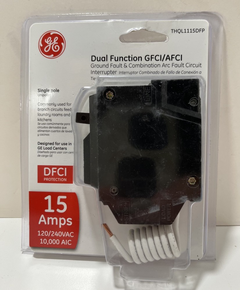 GE 15 Amp 1 Pole 120V DFCI DUAL FUNCTION Circuit Breaker THQL1115DFP – NEW