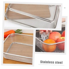 Stainless Steel Fine Mesh Shallow Drain Basket Sieve 13.4×9.8 In