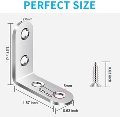Stainless Steel L-Shaped Bracket Corner Brace 1.5in 90 Degree Angle Corner Lot
