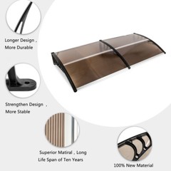 Window Awning Front Door Eaves Canopy Polycarbonate Roof Cover 40” /80”/120”