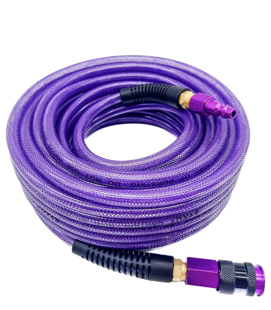 Polyurethane(PU) 1/4-Inch x 50FT Reinforced, Air Hose with 1/4” Swivel Solid Alu