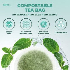 Pure Peppermint Tea – no stems, 100% Natural Herbal Tea, 60 bags, USA seller