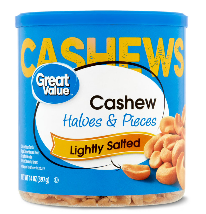 Great Value Lightly Salted Cashew Halves & Pieces, 14 oz New