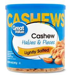 Great Value Lightly Salted Cashew Halves & Pieces, 14 oz New