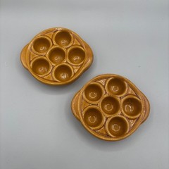Vintage Made in France Escargot Snail Baking Dishes Set 2 Brown Ceramic Pottery