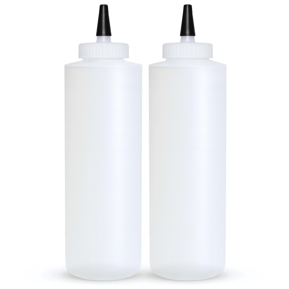 Squeeze Bottles 16 OZ Wide Neck, Empty Squirt Bottles – Removable – 2 PACK