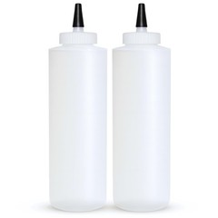 Squeeze Bottles 16 OZ Wide Neck, Empty Squirt Bottles – Removable – 2 PACK