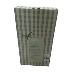 Anthropologie Green Gingham Bow Taper Candles Set of 2 Hand Sculpted 9.8 in NEW