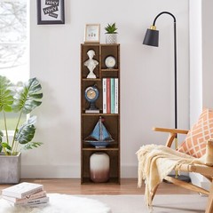 42.2in Bookcase 4 Tier 5 Cube Cupboard Wooden Display Open Bookshelf Morden Unit