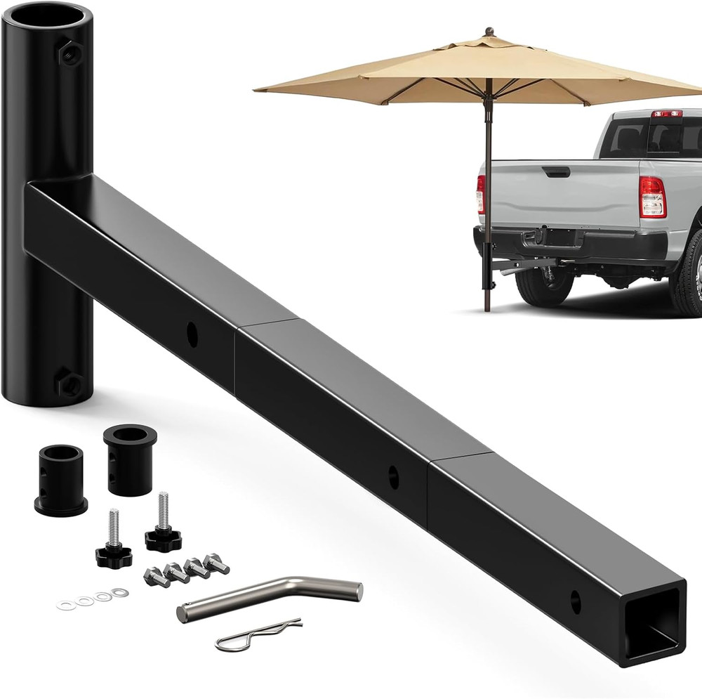 Heavy-Duty Hitch Mount Umbrella Holder – Adjustable Length (38″ & 26.5″) – Fits