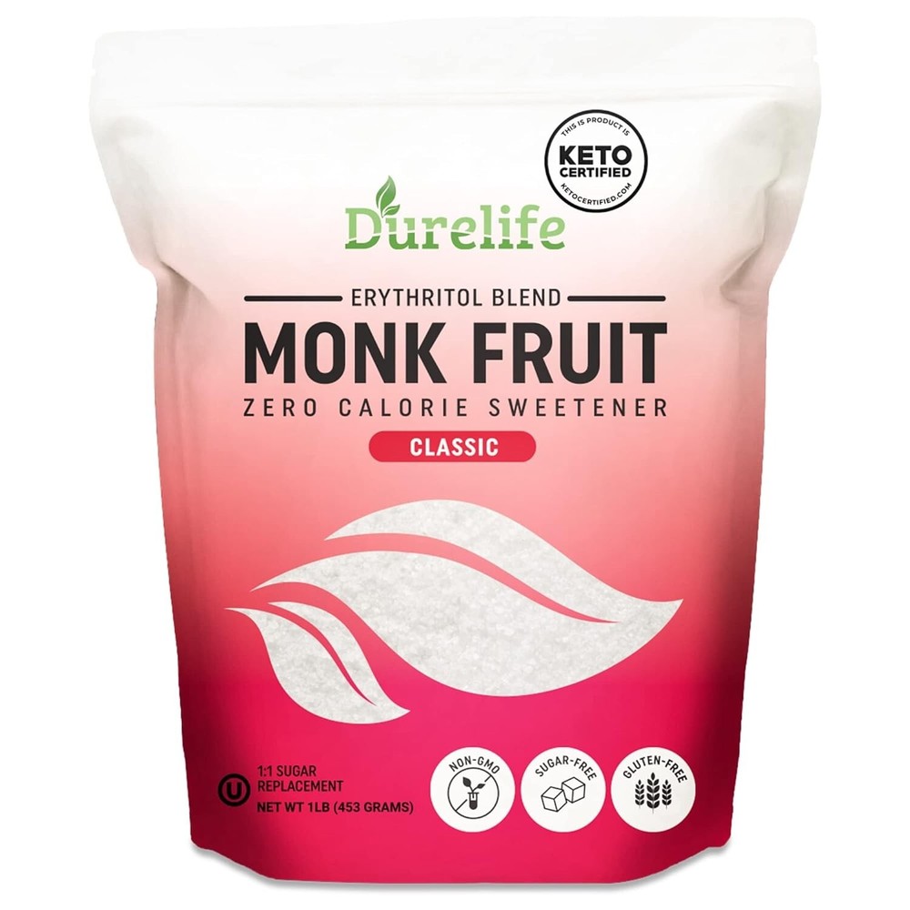 Durelife Monk Fruit Sweetener, White Sugar Substitute, Classic White – 1 lb