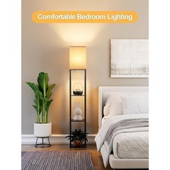 Adjustable Floor Lamp W/ Open Top 3 Color Temperatures & Storage Shelves New